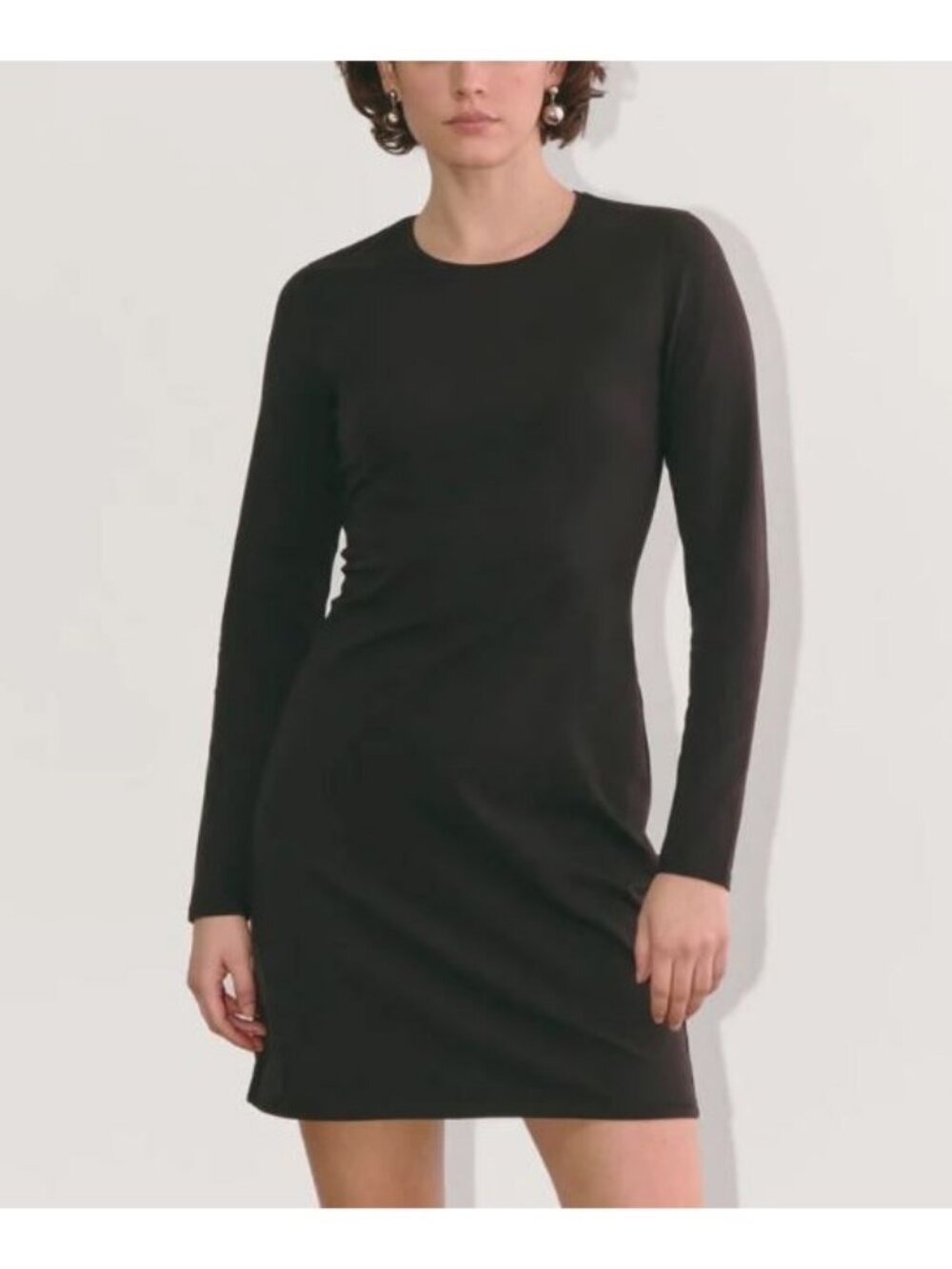 Everlane The Form Mini Dress Long Sleeve Black Size Large NWT